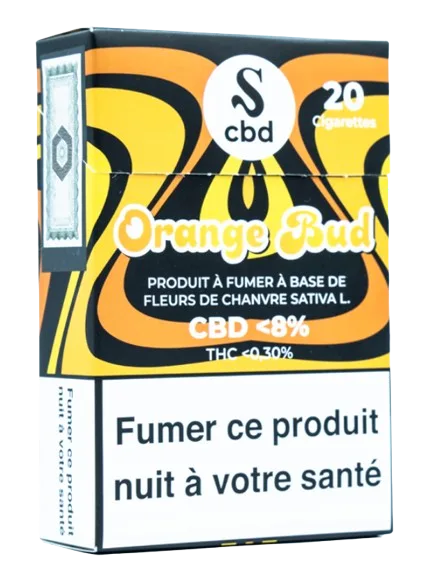 Paquet de 20 cigarettes au CBD Orange Bud (8% CBD) - Fleurs de chanvre Sativa L. à vendre sur MayzenCBD.fr