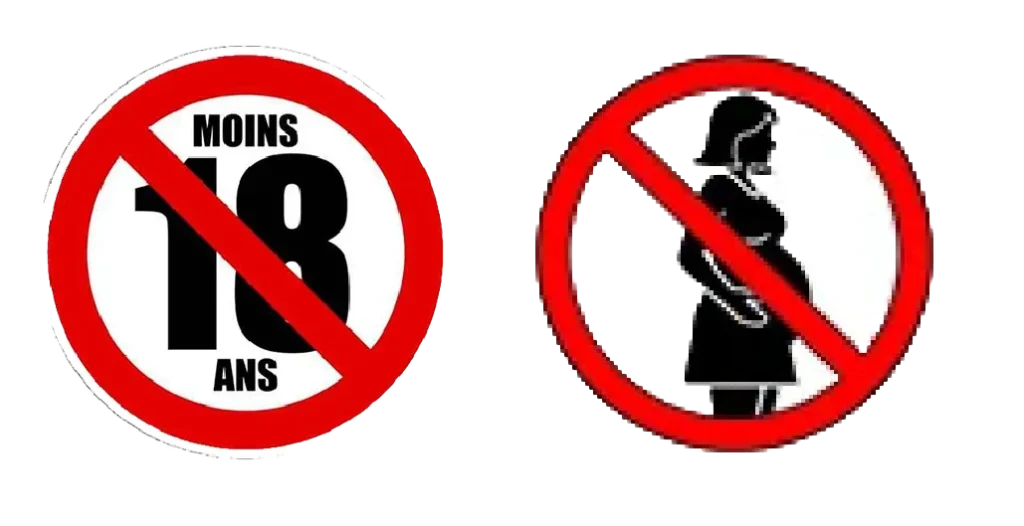 Avertissements : Symboles d'interdiction de vente aux moins de 18 ans et déconseillé aux femmes enceintes