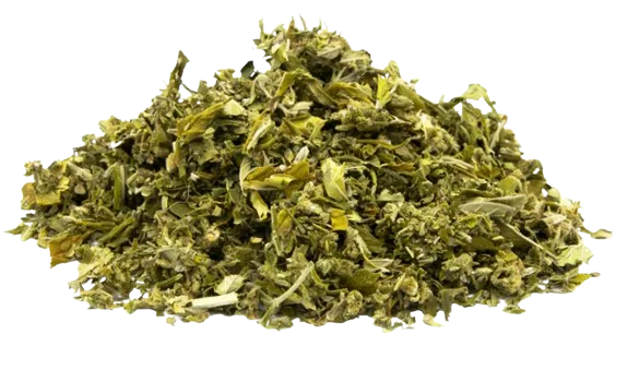 Fleurs de chanvre CBD effritées (trim) pour infusion ou vaporisation, produit français.